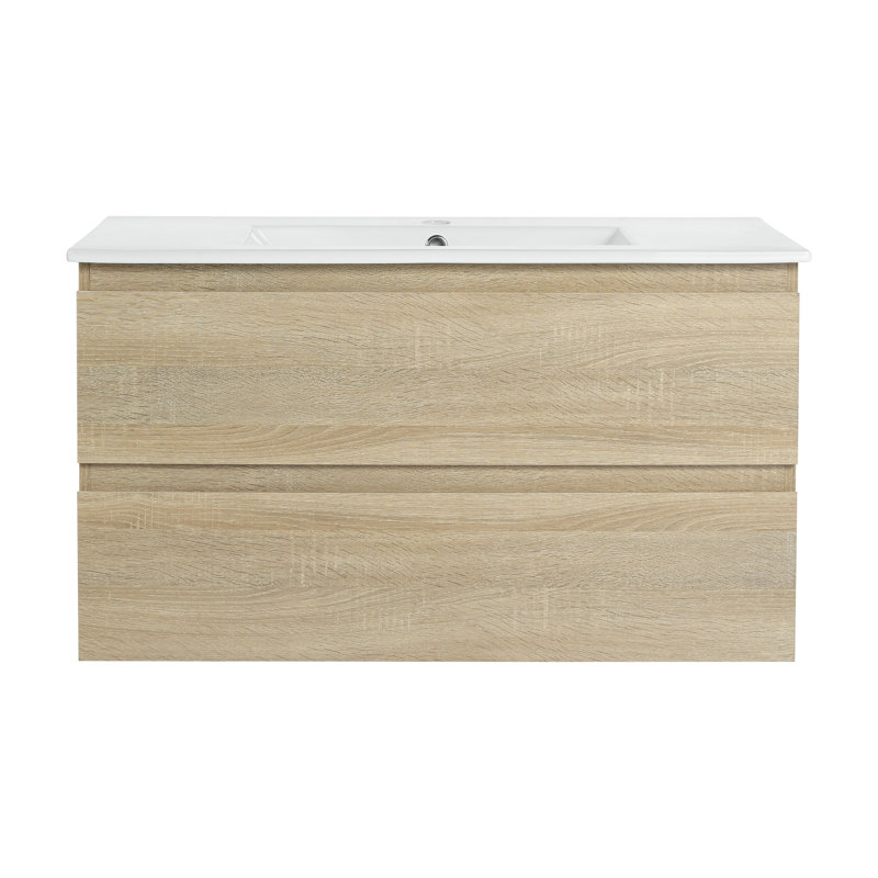 Carlile 36-Inch Wall-Mounted Vanity, Oak