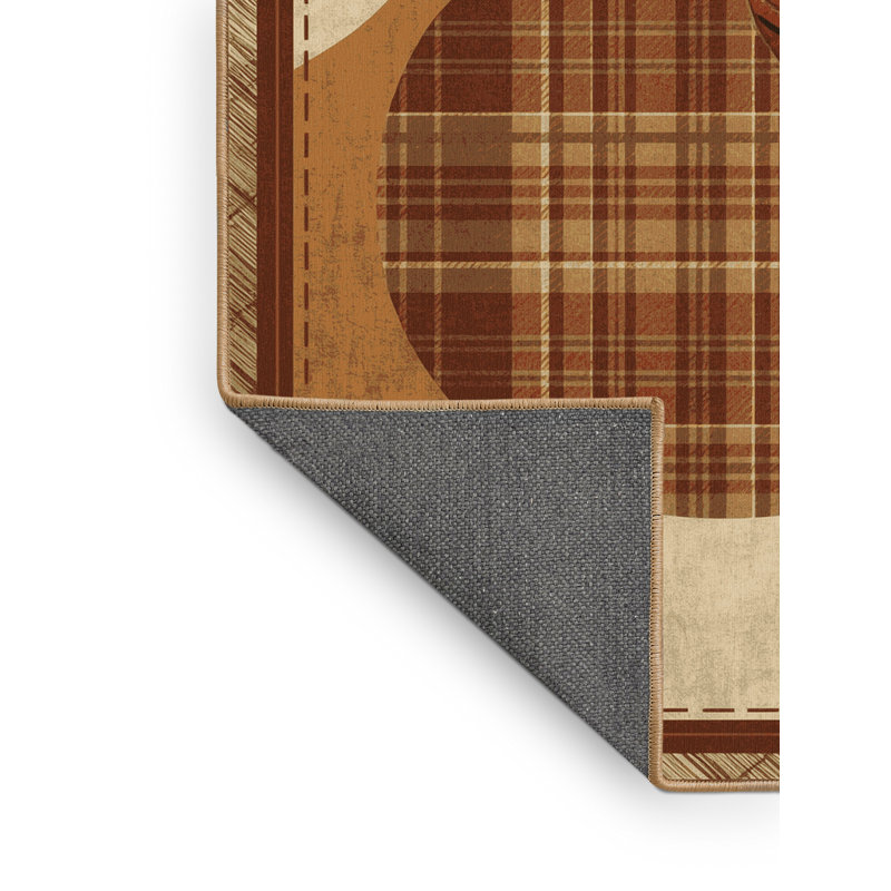 Tapis brun moelleux moelleux et moelleux Eldert - reliure brun clair, 5x7