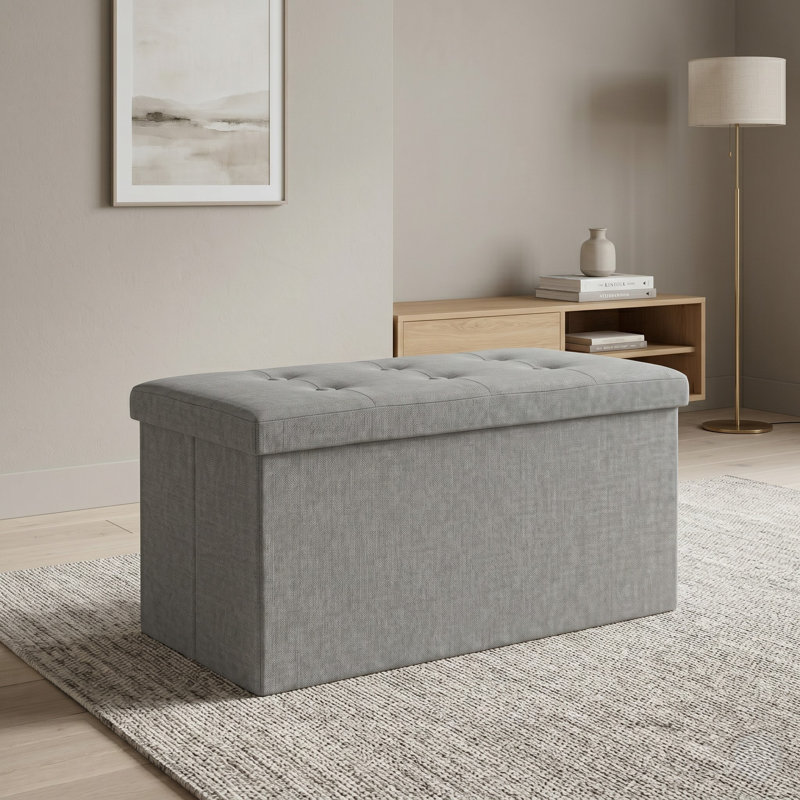 Millett Upholstered Storage Bench, Gray Linen