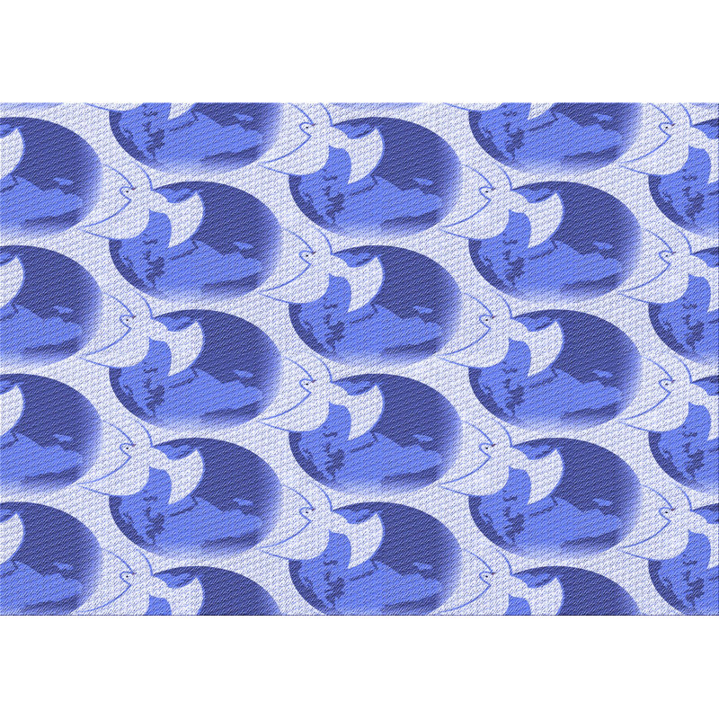 Tapis 100% à motifs lavables à la machine 2989 WSH-PAT3087-BLU, Rectangle 3 pi x 5 pi