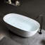 Baignoire de trempage autoportante à surface solide de 65 po blanc mat, avec trop-plein et drain escamotable, baignoire de trempage en pierre en résine à faible entretien, blanche, fabriquée à la main et lisse