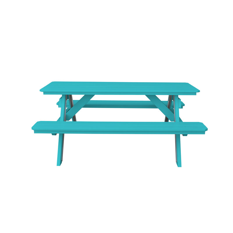 6 - Person Patio Dining Set with Rectangular Table, Aruba Blue, 70" W x 60" L