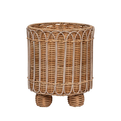 Provence Rattan 9.5" Round Planter - Whitewash