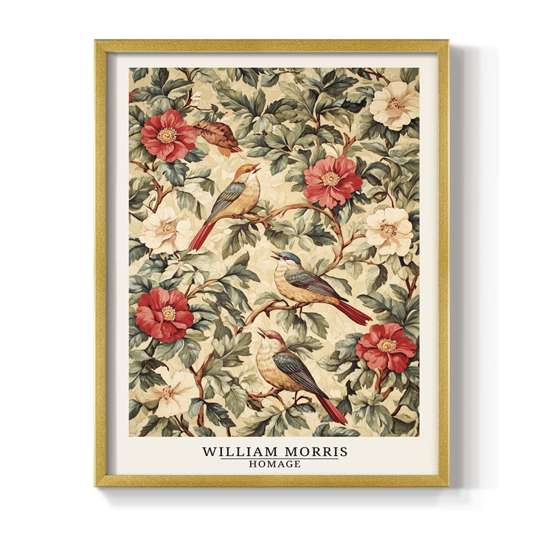 WM MORRIS Series CLXXV Framed Print - Solid Wood, 21" H x 17" W, Gold