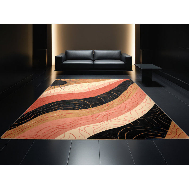 Tapis rose / beige Pittman Pele Bold & Eclectic Modern, 5 x 7