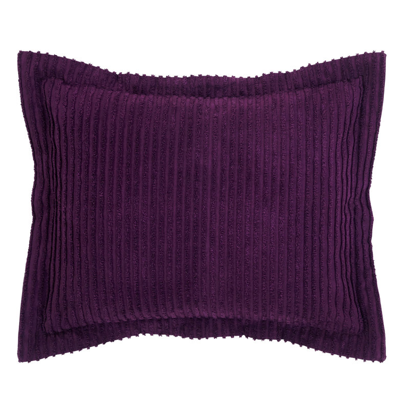 Jullian 100% Cotton Tufted Pillow Sham, Modern Stripe Design, Soft Breathable Decorative Cover, OEKO-TEX Certified, Machine Washable, Standard (21" x 27"), Plum, All-Season