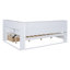 Lit de jour en bois double avec 2 tiroirs, lit de jour avec tablette de rangement et ports de chargement USB, blanc (ancien SKU: N733S170505K)