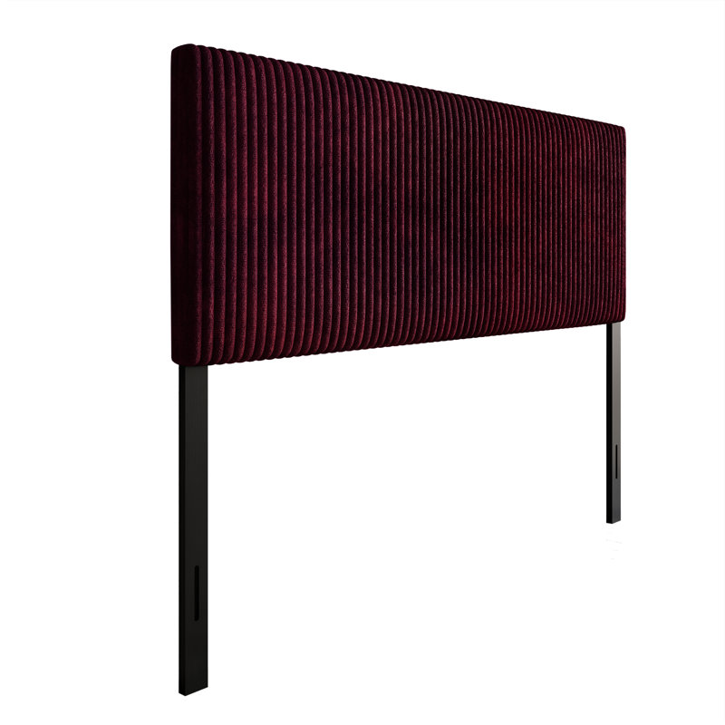 Tête de lit tapissier en velours Natusuko, Très grand lit, Rouge
