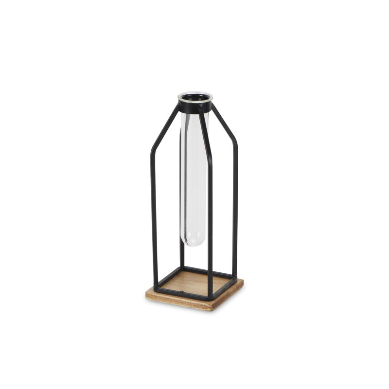 Maci Handmade Metal Decorative Bottle, Black, 12.25" H x 3.75" W x 3.75" D