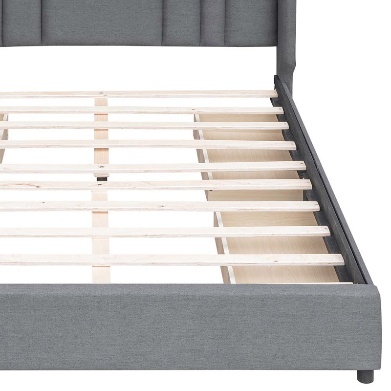 Lit avec rangement Yavonne, Gris