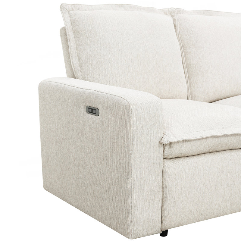 Fauteuil de cinéma inclinable électrique avec siège USB pour salon, Lin beige