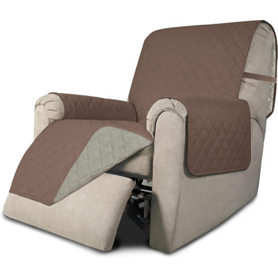 Housse pour fauteuil inclinable réversible Housse pour canapé Housse de protection pour canapé avec sangles élastiques pour animaux de compagnie Enfants Enfants Chien Chat (Fauteuil inclinable, brun / brun)