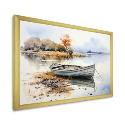 «Blue and Orange Autumn Tranquility», bateau de pêche, art mural