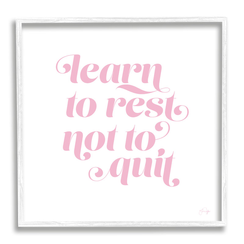Apprendre à ne pas quitter la phrase de motivation par - art textuel, Giclée encadrée blanc bord de mer