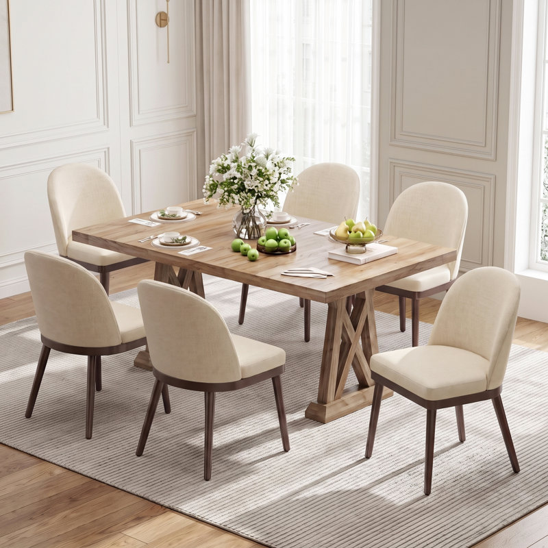 Chaises de salle à manger rembourrées, 6, Beige