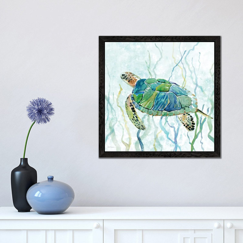 Sea Turtle Swim II by Carol Robinson - Print on Canvas, 66.04 cm H x 66.04 cm W, Black Framed