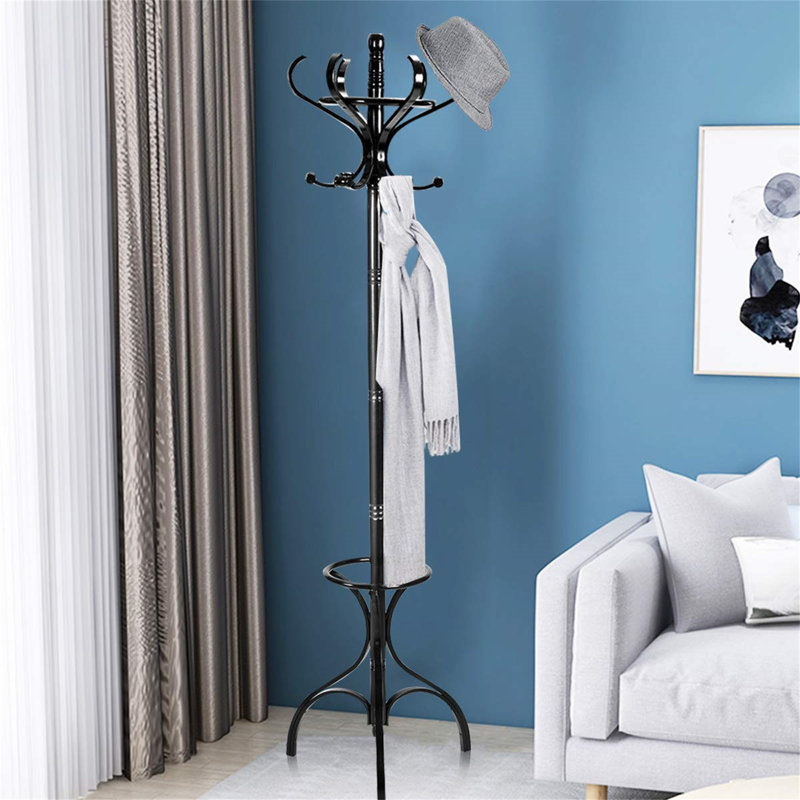 Bellview Solid Wood Freestanding Coat Rack, Black