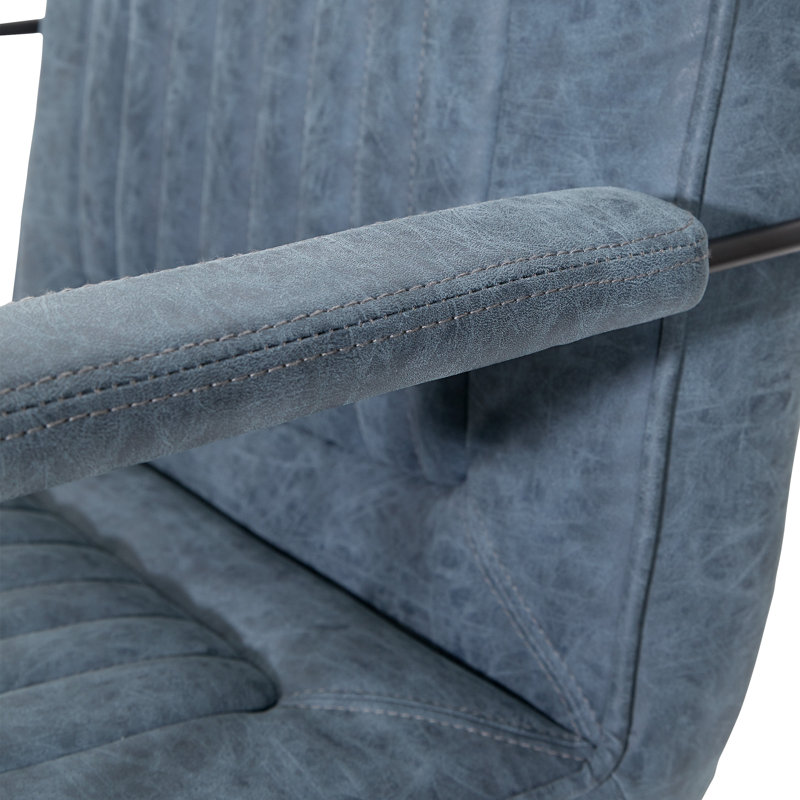 Fauteuil capitonné de 23,75 po Marrone, Similicuir bleu marine