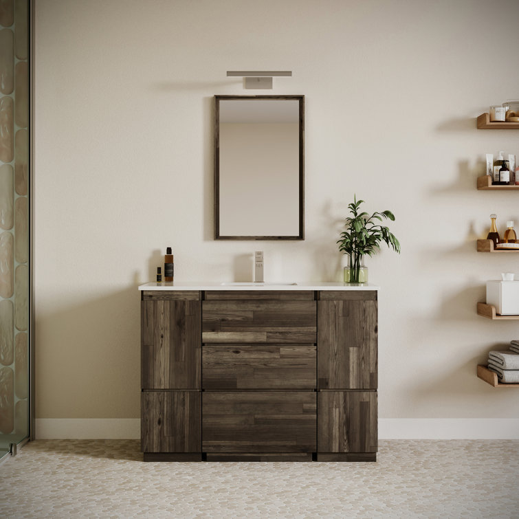 Fresca Formosa 48" Freestanding Single Bathroom Vanity Set with Top, Sink and Mirror (Faucet Not Included)