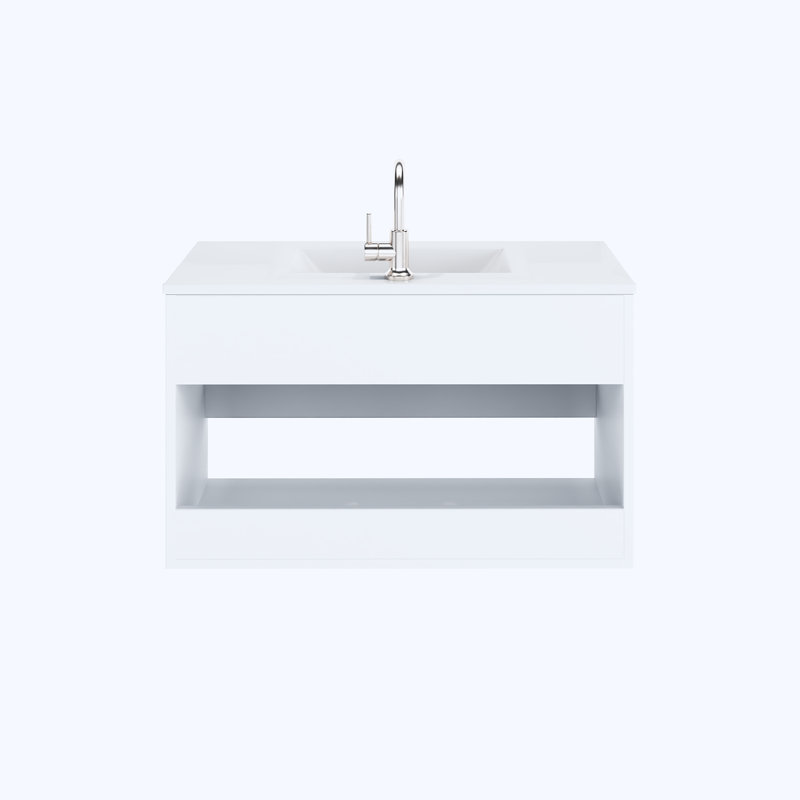 Salt 36'' Single Bathroom Vanity with Resin Top, White