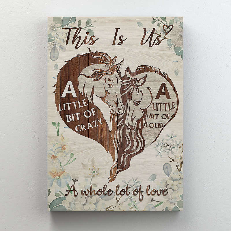 Couple of Wood Horses - This Is Us - 1 pièce, reproduction d'art graphique sur toile tendue, H 14 po x l 11 po x P 2 po