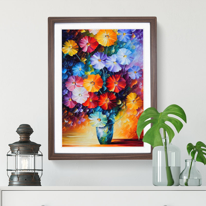 Vase Of Flowers No.1 - Wall Art, 66cm H x 48cm W, Walnut Picture Frame, White