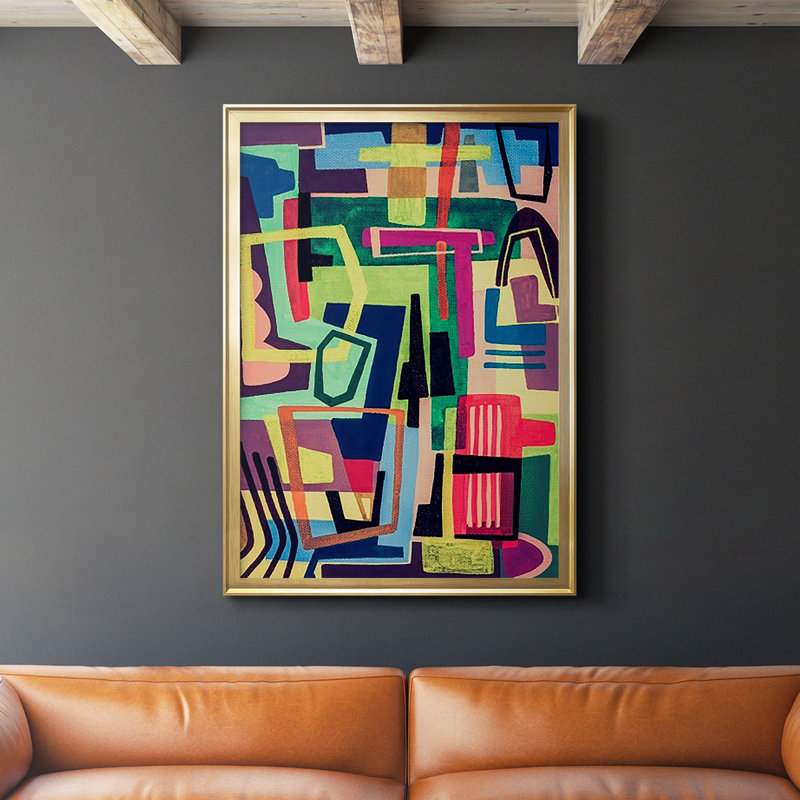 Connected Colours I - Picture Frame Print, Gold, 42.5" H x 30.5" W x 1" D, No Mat