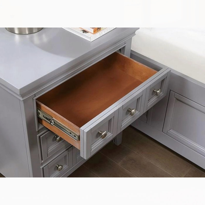 Table de chevet de style moderne à trois tiroirs, Gris
