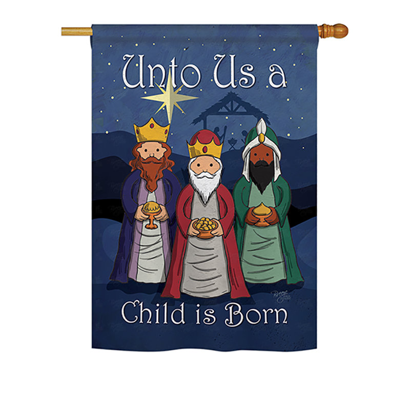 L’enfant est né en polyester de 2 côtés 40 x 28 po drapeau maison