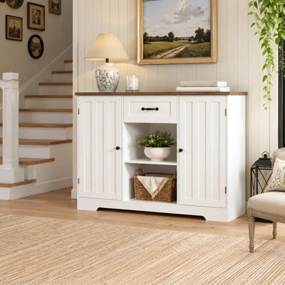 45.7''W Farmhouse Sideboard Buffet Cabinet with Drawer & Adjustable Shelves,Stand Kitchen Pantry