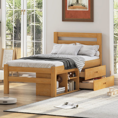 Lit plateforme avec rangement en bois