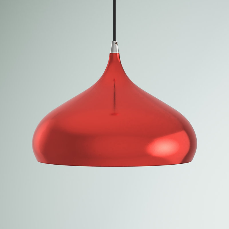 Luminaire suspendu en forme de goutte à 1 lumière Hutchcraft, H 15 po x l 13,75 po x P 13,75 po, Rouge luisant