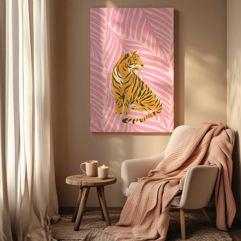 «Tiger in Pink Paradise», toile tendue, H 18 po x l 12 po