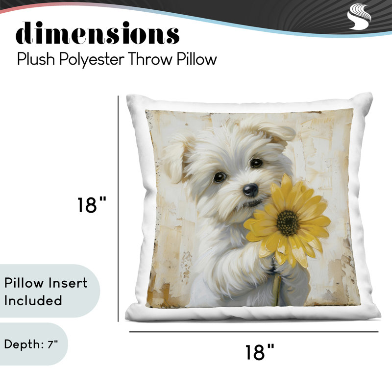 Coussin décoratif Little Lucky Puppy, imprimé par Tina LeCour, 18 x 7 x 18, Chien beige