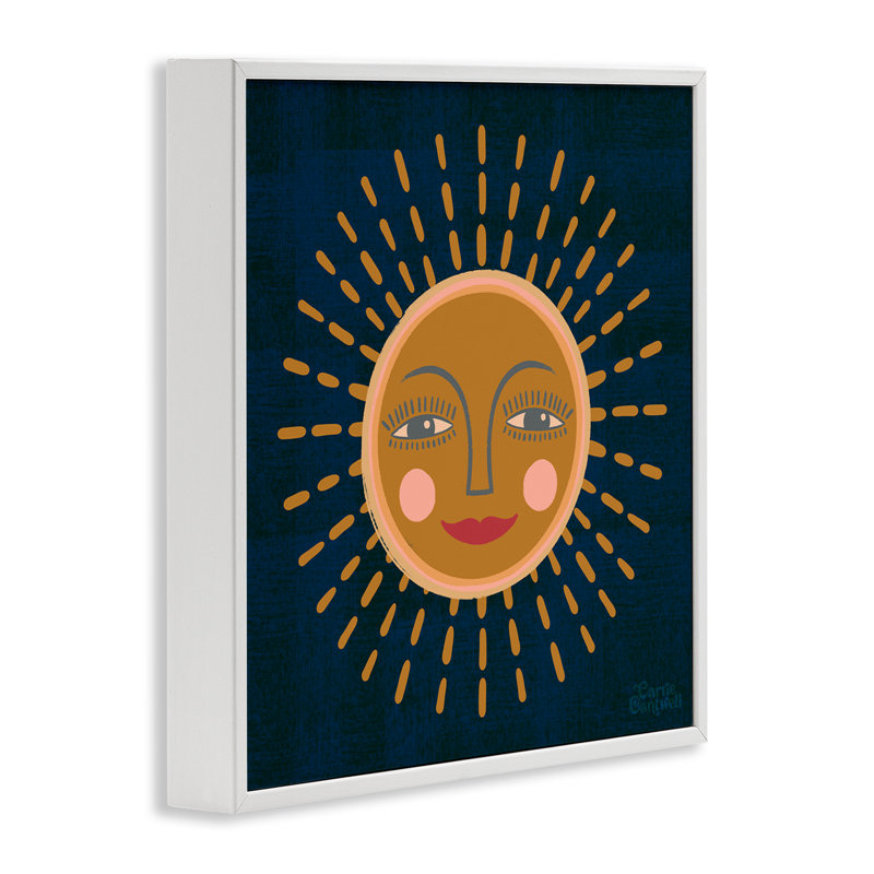 «Boho Smile Sun», estampe numérique par Carrie Cantwell, Estampe numérique encadrée blanc bord de mer, H 12 po x l 12 po