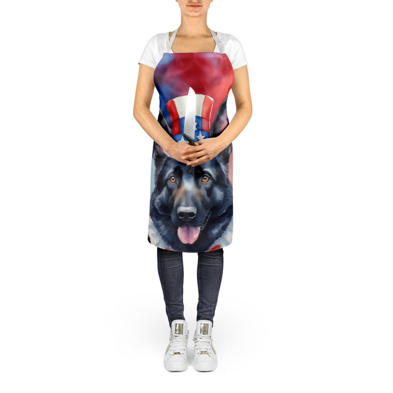 Patriotic American Apron, Black German Shepherd
