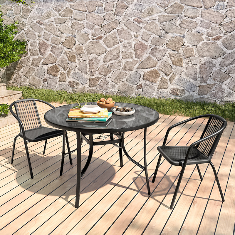 Beeman 2 - Person Patio Dining Set Umbrella Hole Included Round Table