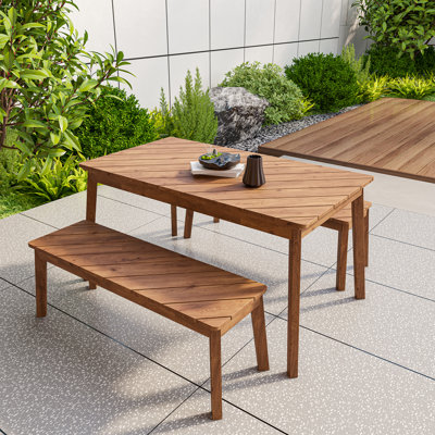 Outdoor Acacia Wood 3 Piece Dining Set