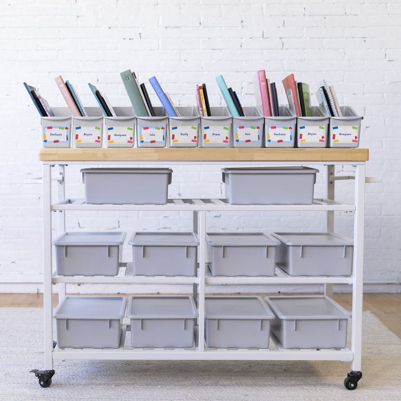  ECR4Kids Linking Plastic Storage Book Bin, Multipurpose Organization, 10-Piece, Gray