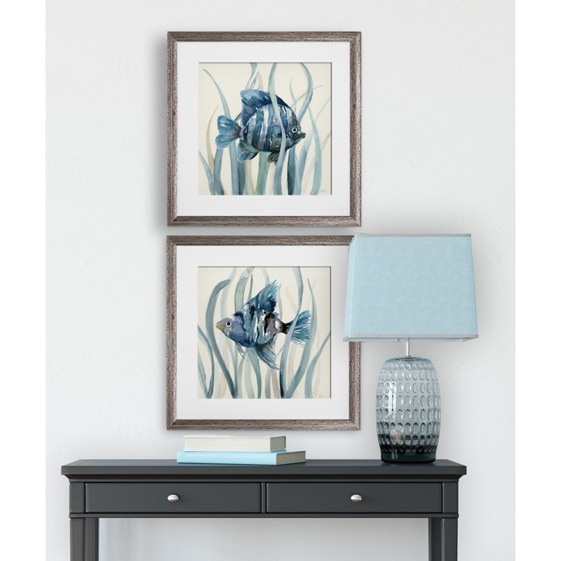 " Fish " 2 - Pieces, Brown Framed