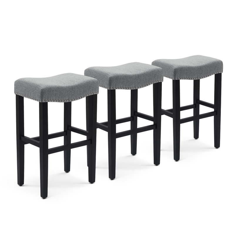 Tabouret Jameson, Tissu gris / cadre noir, Tabouret de bar (siège d'une hauteur de 29 po)