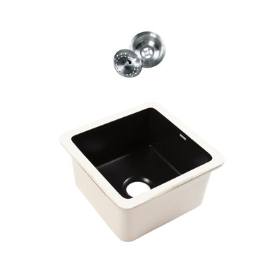 Eden Matte Black Fireclay 18" Single Bowl Undermount Kitchen Sink with Drain