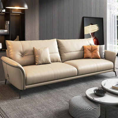 Khaki Genuine Leather Standard Sofa cushion Loveseat