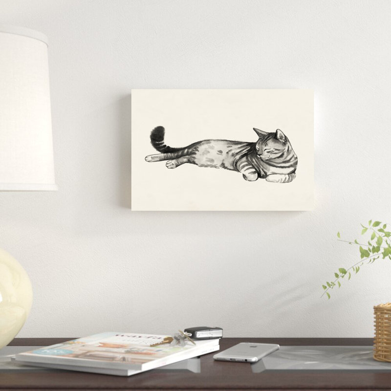 «Cat Laze II» par Grace Popp - peinture sur toile tendue, H 8 po x l 12 po
