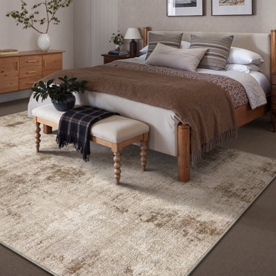 Aurora Elegant Abstract Brown Area Rug