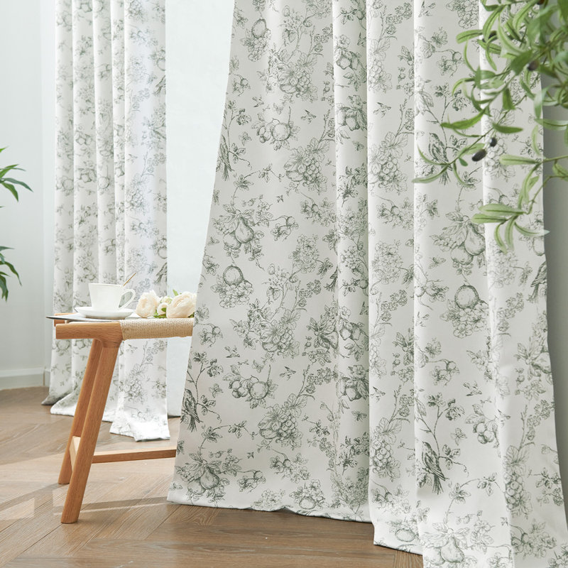 Blackout Floral Rod Pocket Curtains, Floral Taupe, 52" W x 84" L