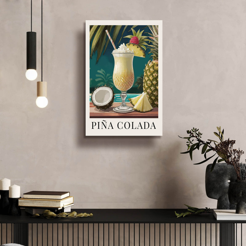 Art mural en verre Pina Colada »par Andreas Magnusson, 12 po x 16 po, H 24 po x l 16 po x P 0,2 po