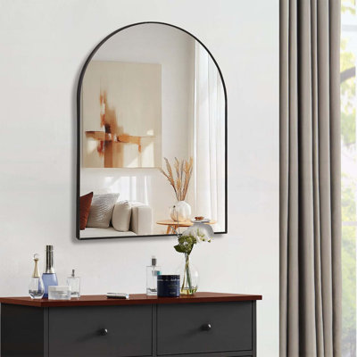 Miroir arqué en métal pour mur