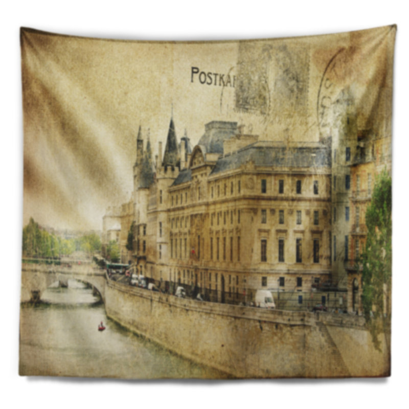 Tapisserie abstraite des vieilles cartes parisiennes, H 32 po x l 39 po