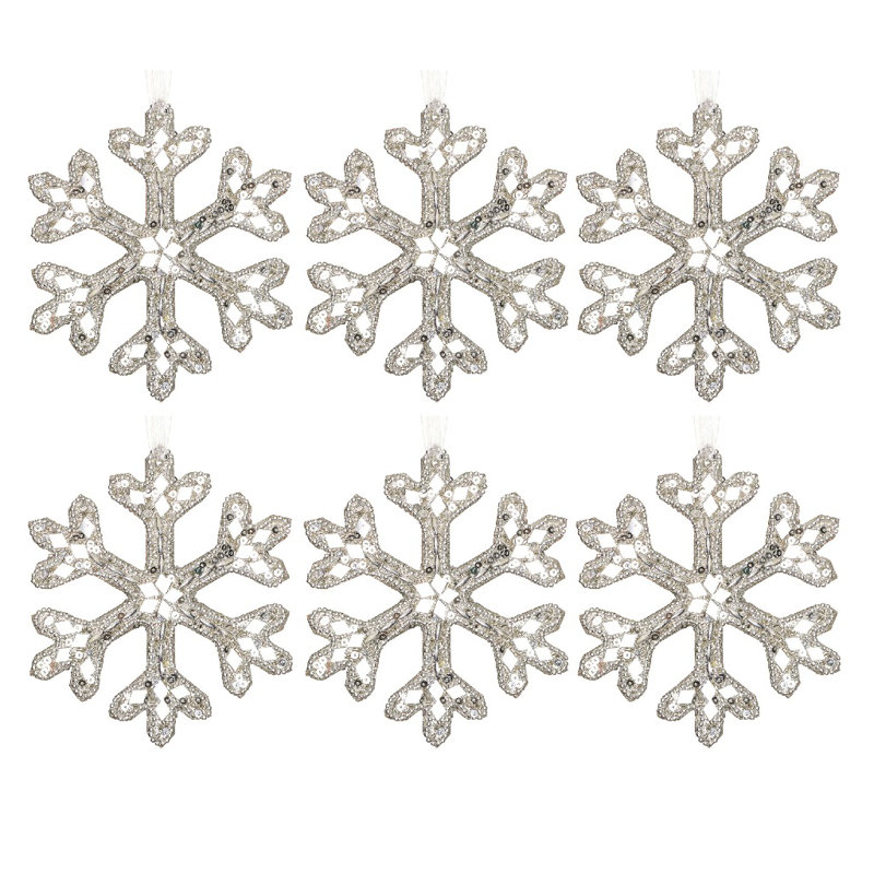 12.5cm Handmade Wood Holiday Shaped Ornament, Silver
